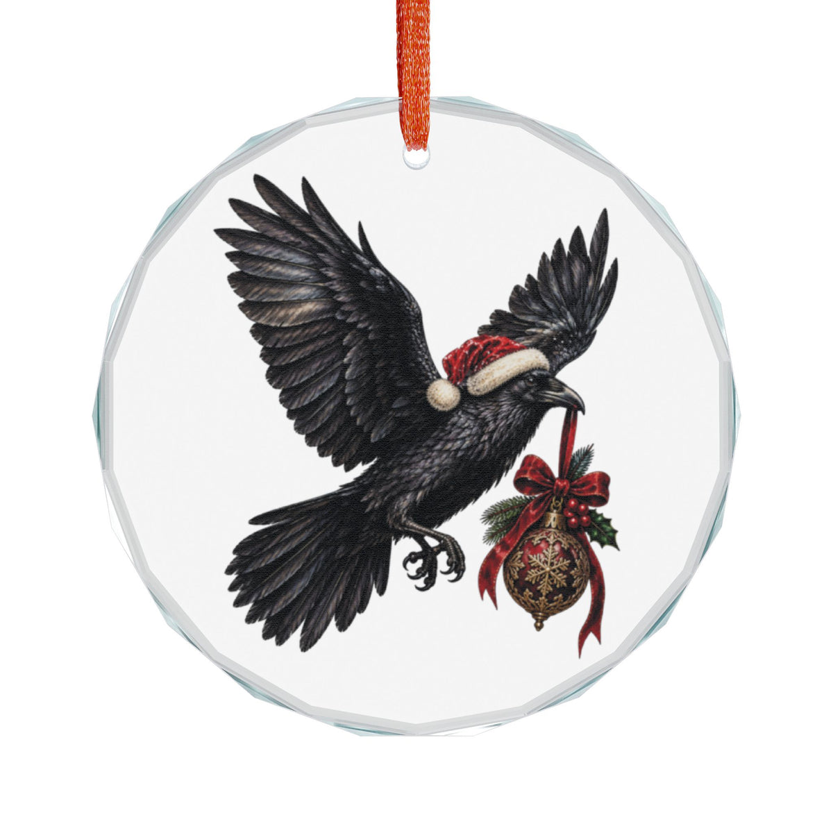 Flying Raven | Gothic Christmas Glass Ornament | Gothmas Decor