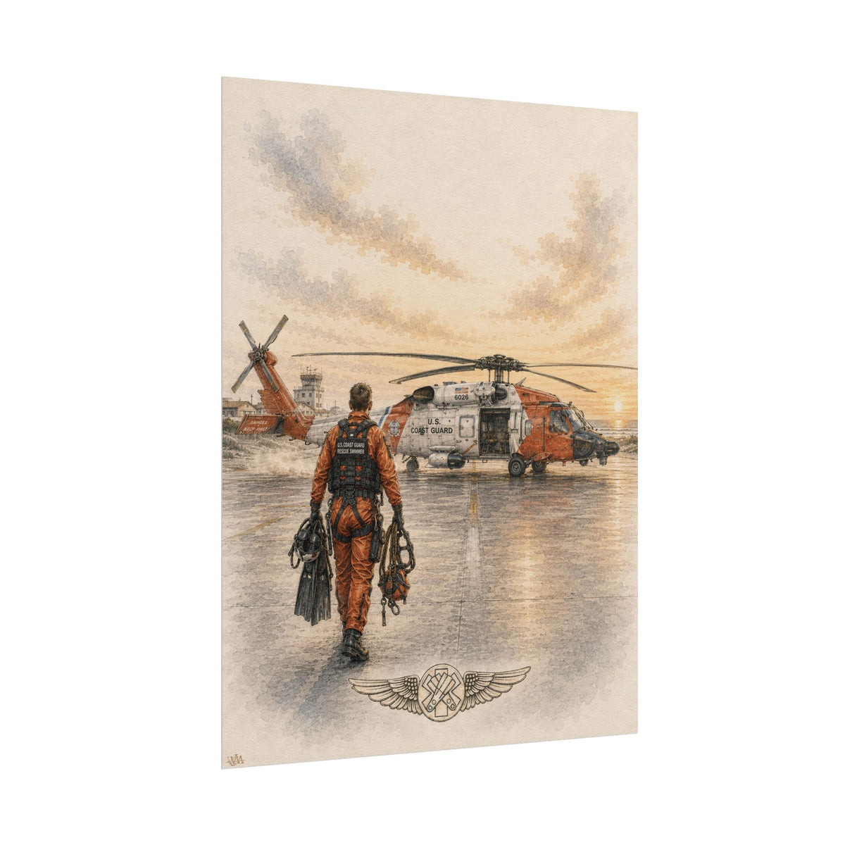Rescue Swimmer Fine Art Print | Military Aviation Wall Art