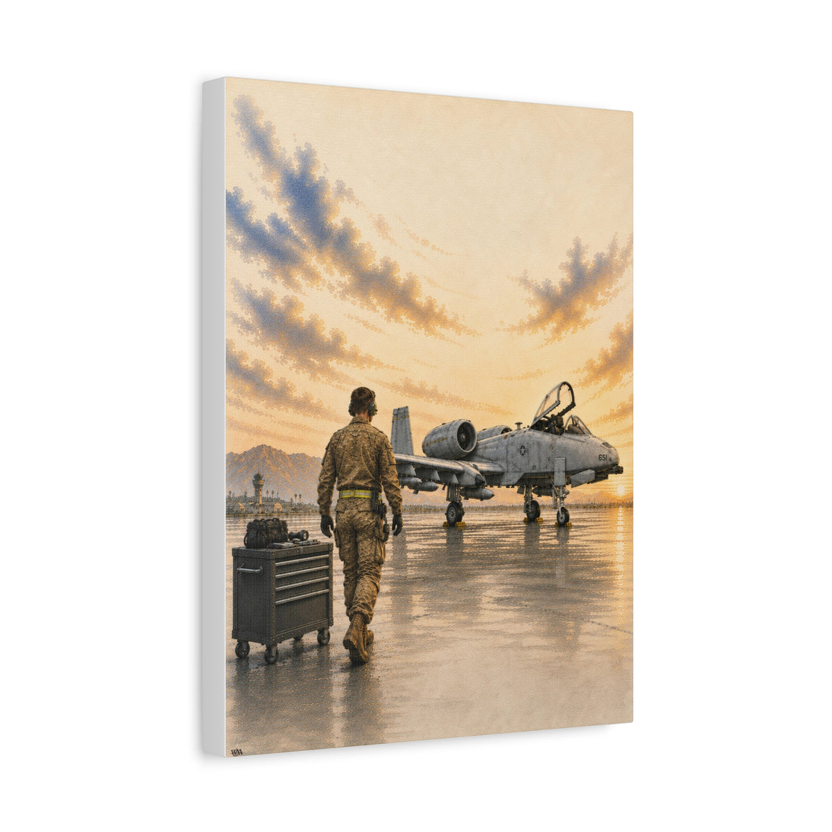 A-10 Aircraft Maintainer at Sunrise | Fine Art Canvas | Military Heritage