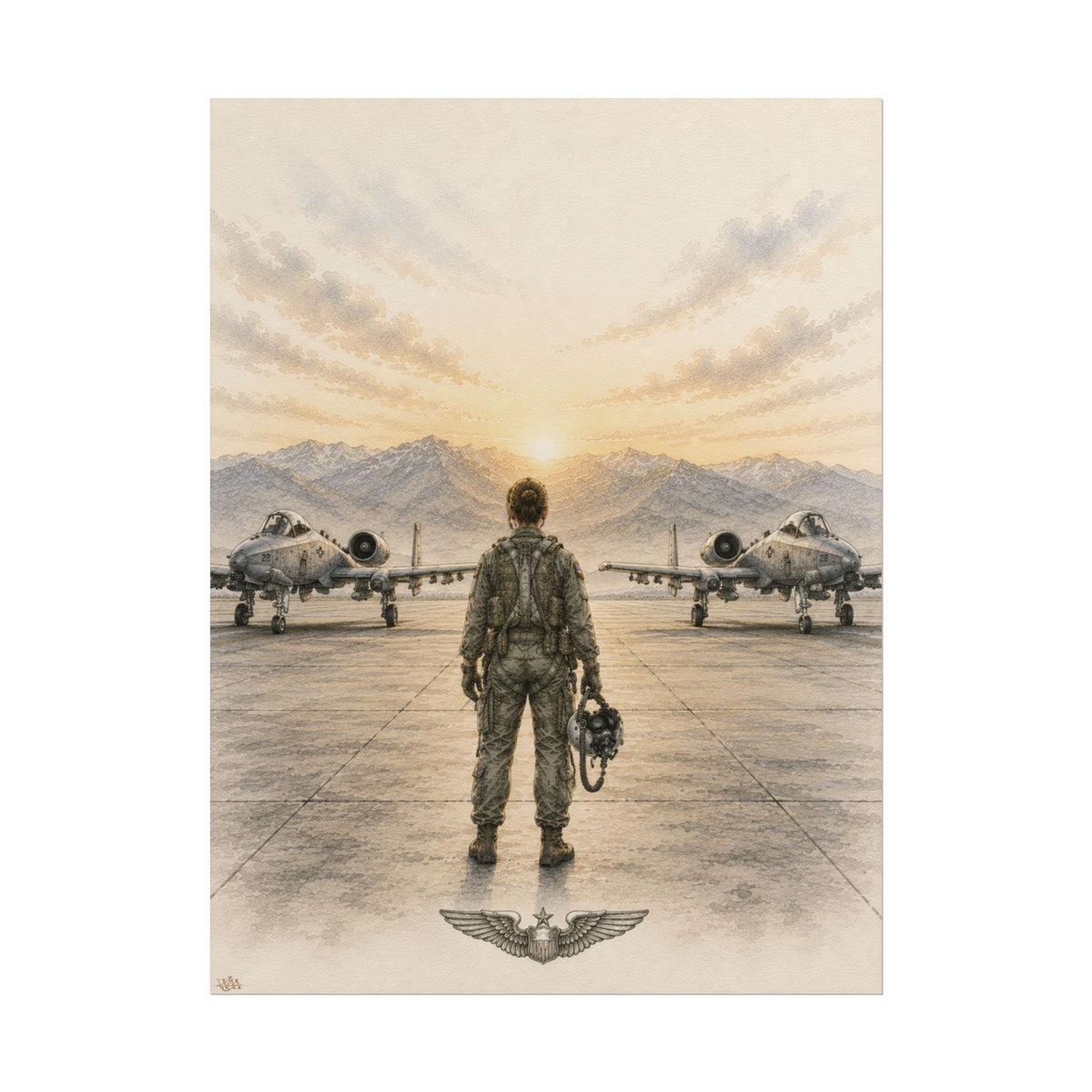A-10 Female Pilot “Ramp at Sunset” | Fine Art Print