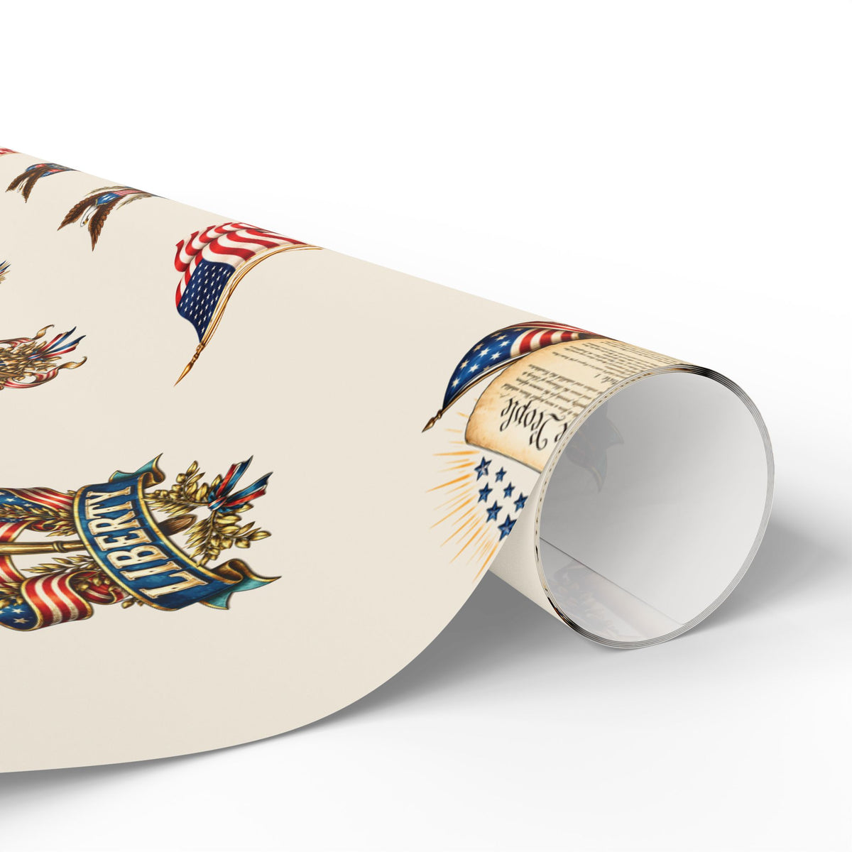 White Vintage Americana Wrapping Paper | Patriotic Heritage Gift Wrap