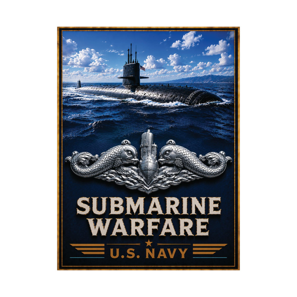 Submarine Service Vintage Poster | Submariner Military Wall Art