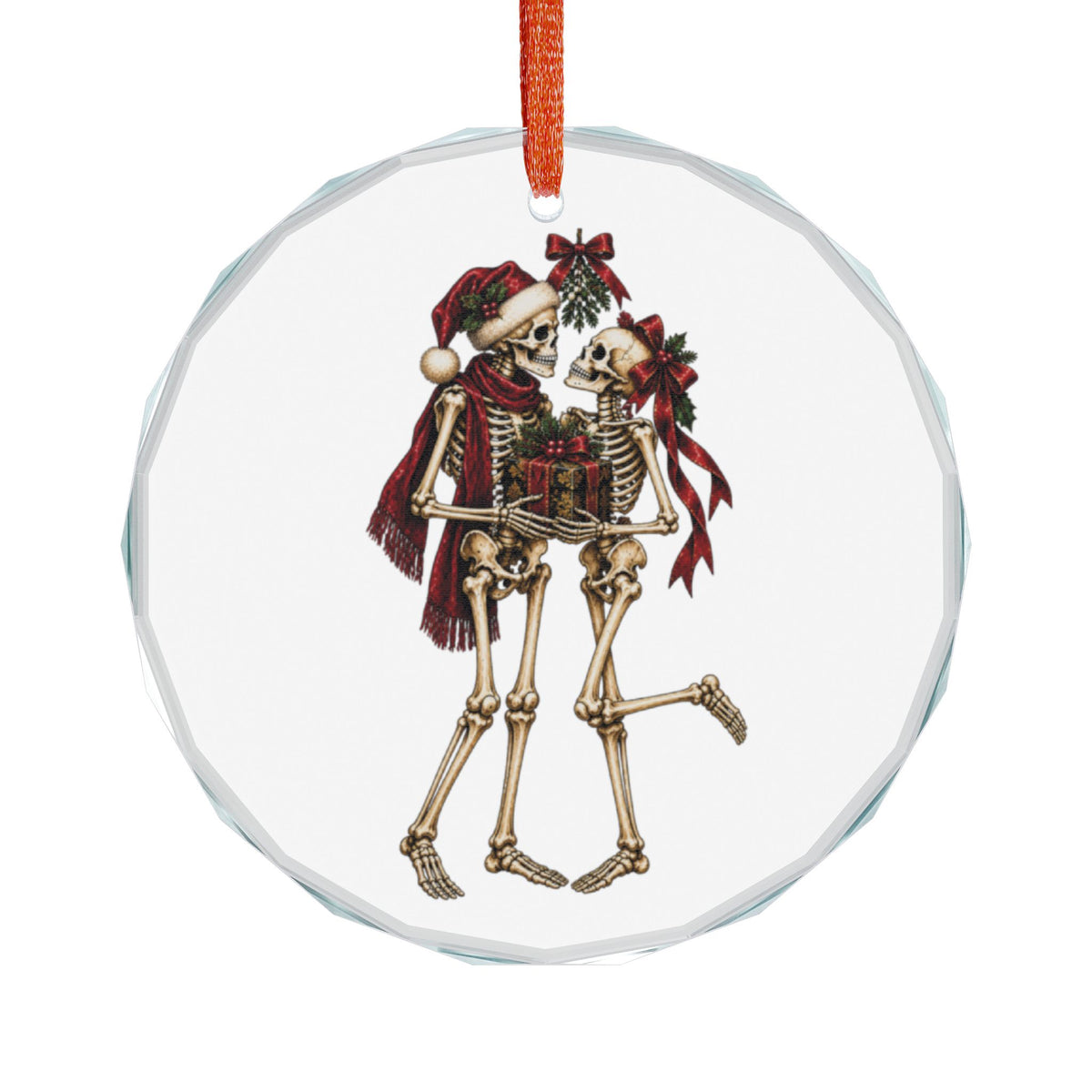 Skeleton Couple | Gothic Christmas Glass Ornament | Gothmas