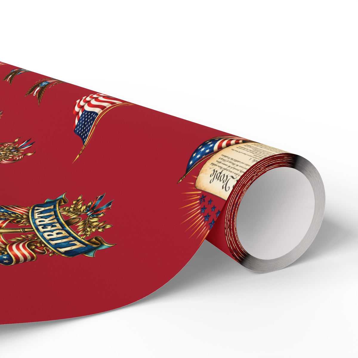 Red Vintage Americana Wrapping Paper | Patriotic Heritage Gift Wrap