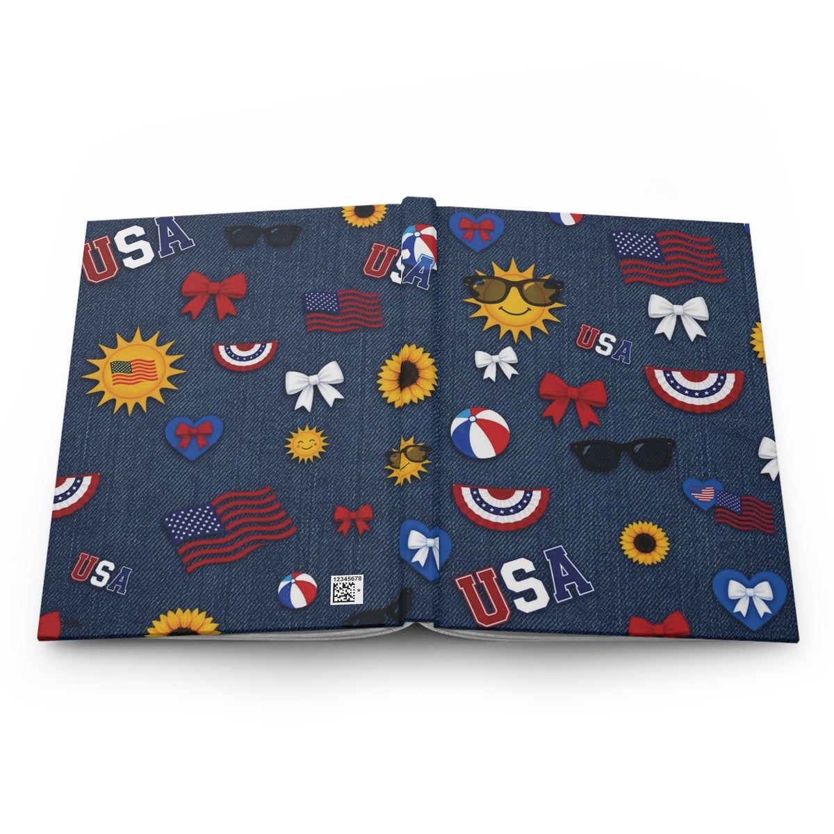 Summer Fun Americana Hardcover Journal | Red, White & Blue Notebook