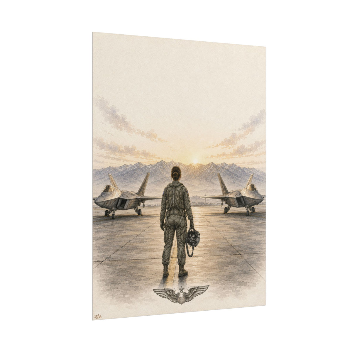 F-22 Female Pilot “Ramp at Sunset” | Fine Art Print