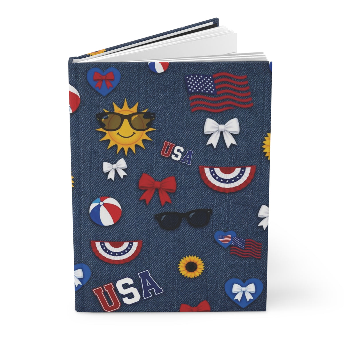 Summer Fun Americana Hardcover Journal | Red, White & Blue Notebook