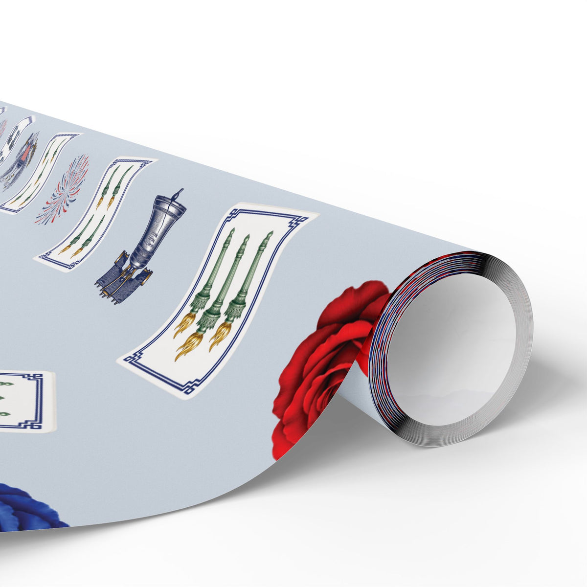 Blue Liberty Mahjong Wrapping Paper | Patriotic Americana Gift Wrap