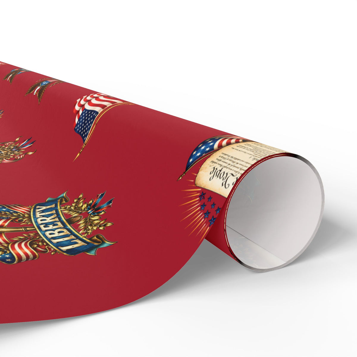 Red Vintage Americana Wrapping Paper | Patriotic Heritage Gift Wrap