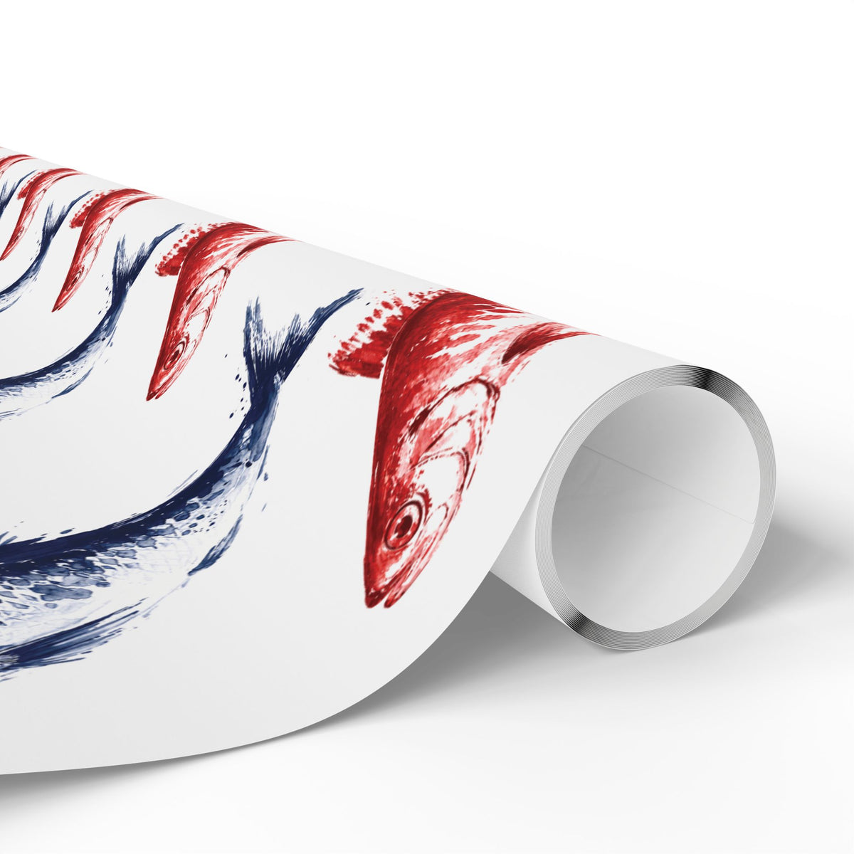 Red & Blue Sardine Wrapping Paper | Coastal Fish Gift Wrap
