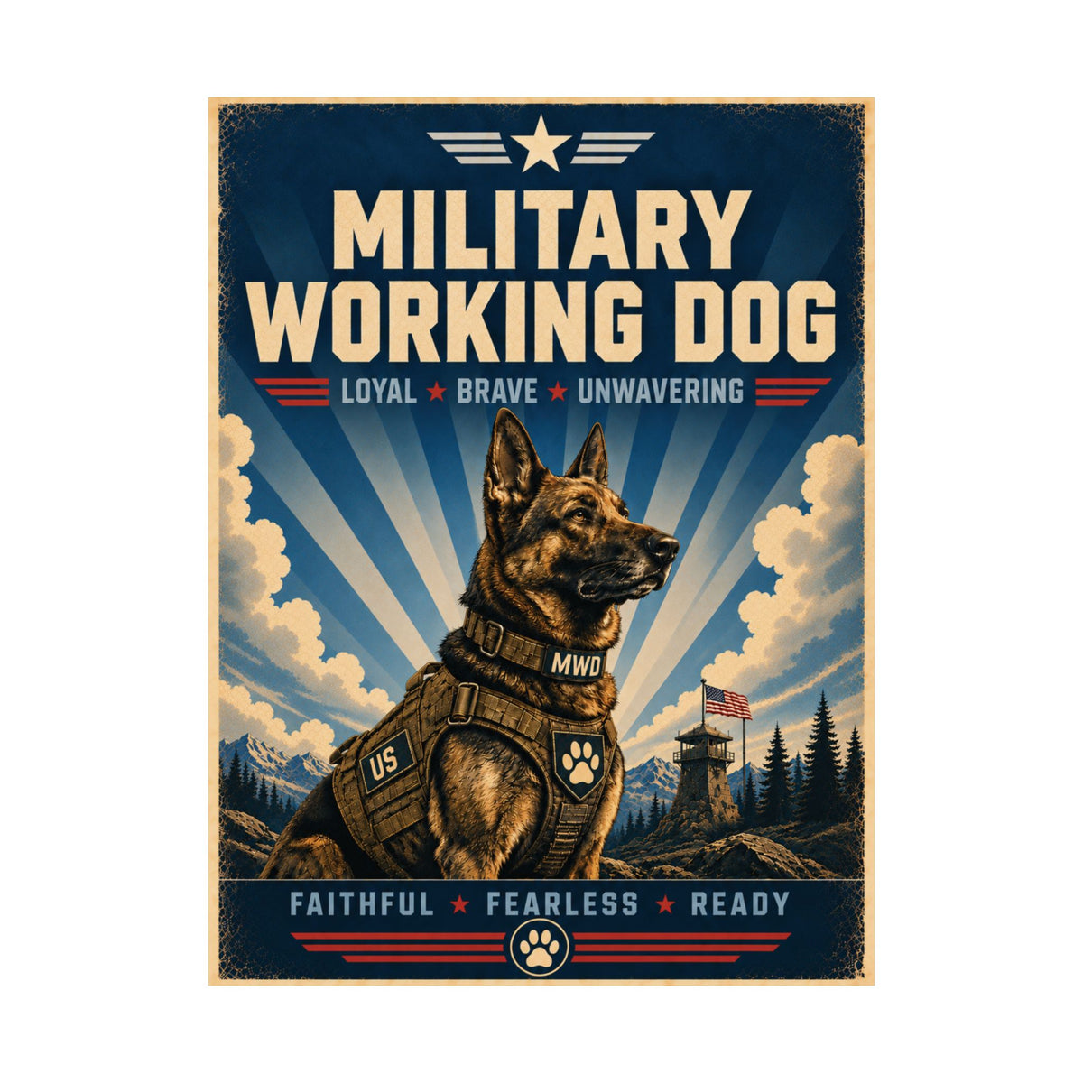 Military Working Dog Poster | Vintage Military K9 Wall Art