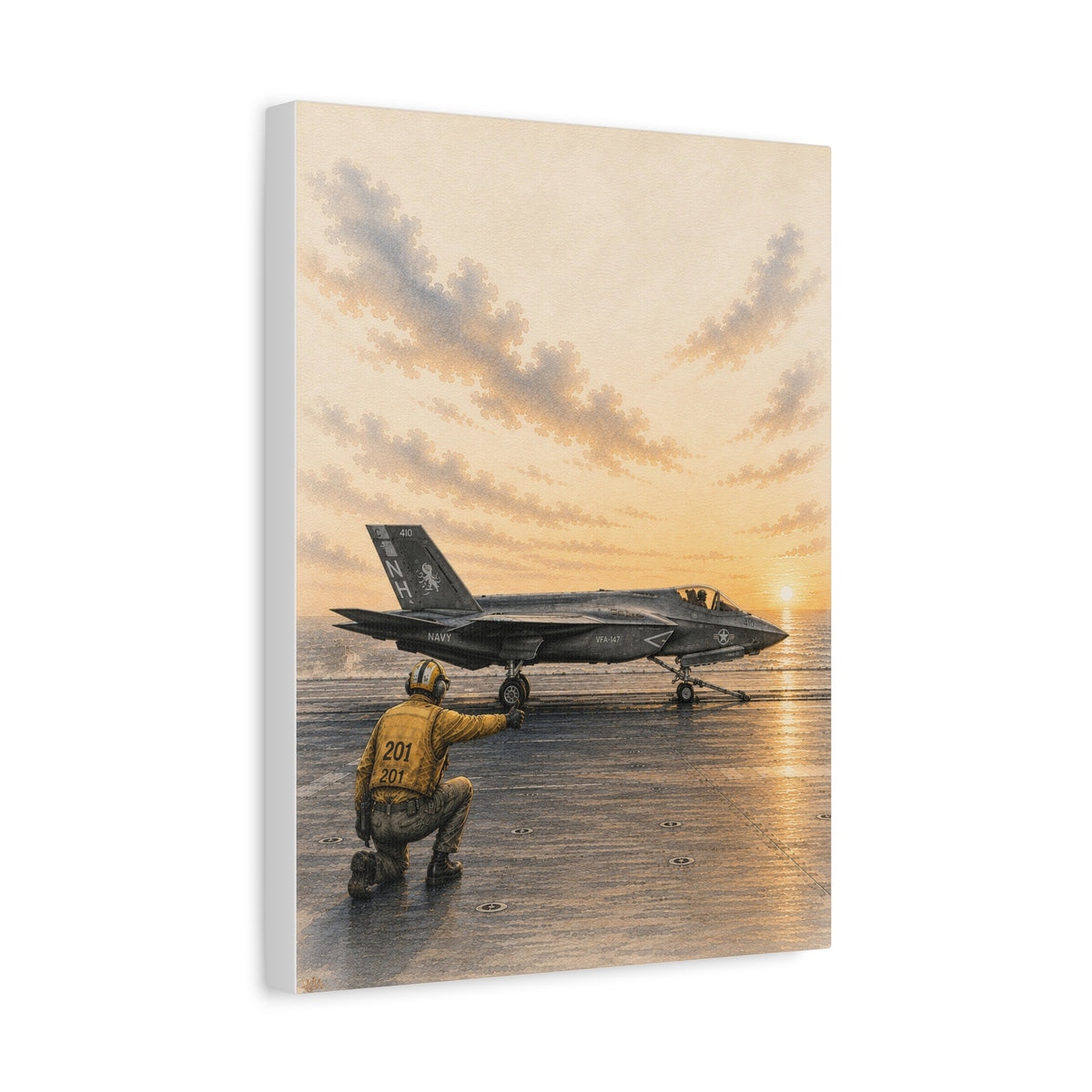 Carrier Launch at Sunset | Military Aviation Canvas Art