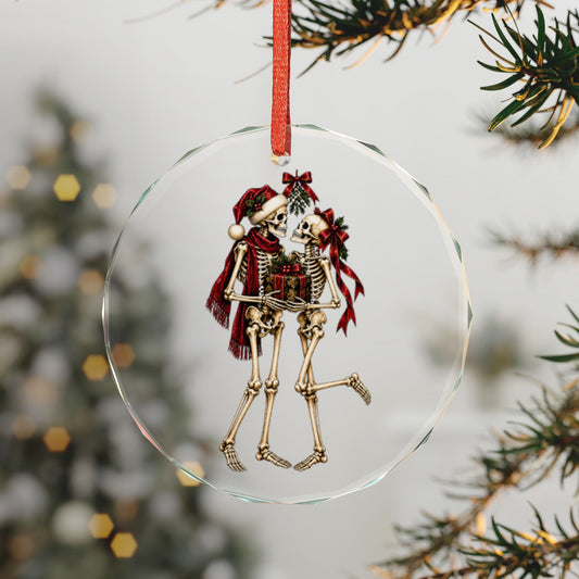 Skeleton Couple | Gothic Christmas Glass Ornament | Gothmas
