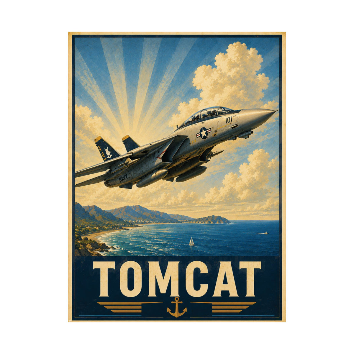 F-14 Tomcat Vintage Art Poster | Naval Aviation Fighter Wall Art