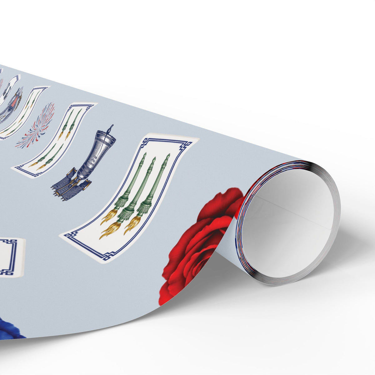 Blue Liberty Mahjong Wrapping Paper | Patriotic Americana Gift Wrap