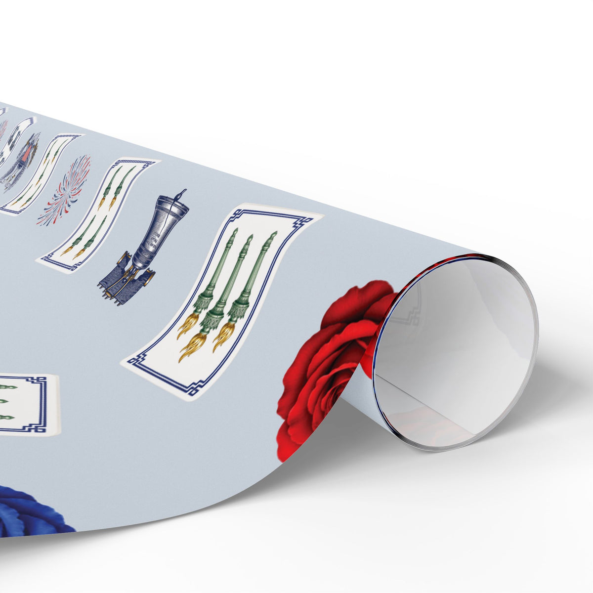 Blue Liberty Mahjong Wrapping Paper | Patriotic Americana Gift Wrap