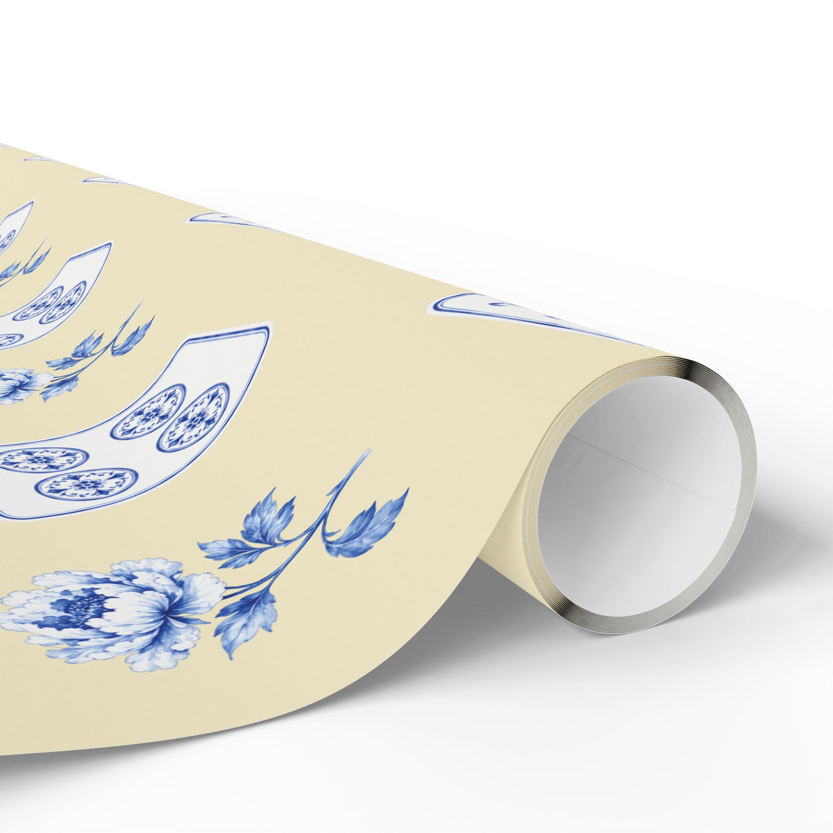 French Vanilla Mahjong Wrapping Paper | Blue Chinoiserie Gift Wrap