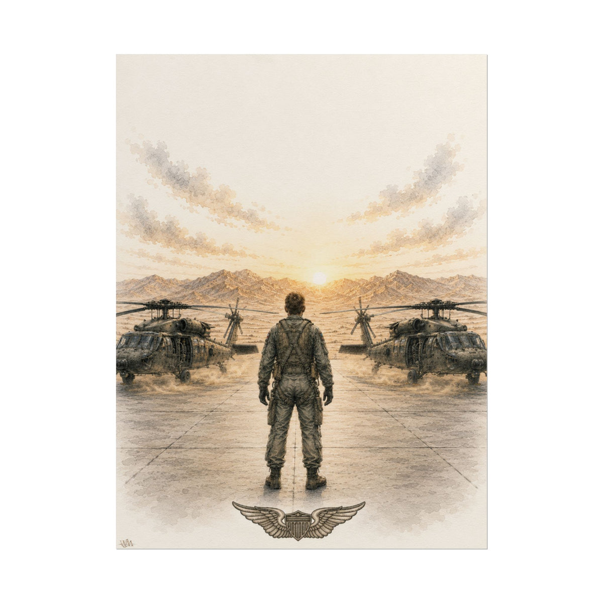 H-60 Pilot “Flight Line at Sunset” | Fine Art Print