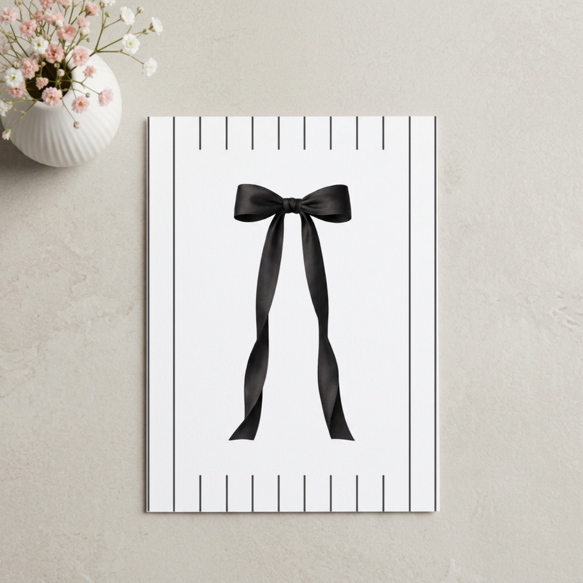 Minimalist Black Bow Note Cards | Blank Stationery Set of 10