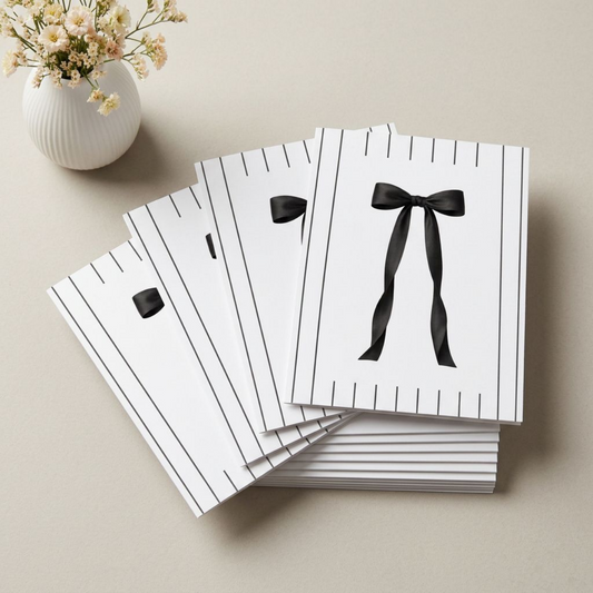 Minimalist Black Bow Note Cards | Blank Stationery Set of 10