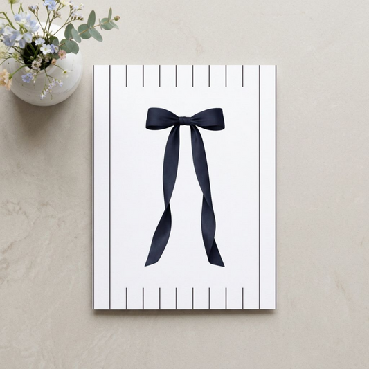 Minimalist Deep Navy Bow Note Cards | Blank Stationery Set of 10