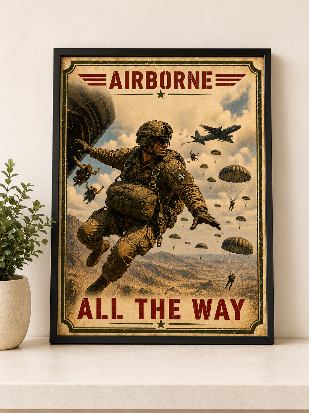 “All the Way” – Airborne Vintage Military Art Poster