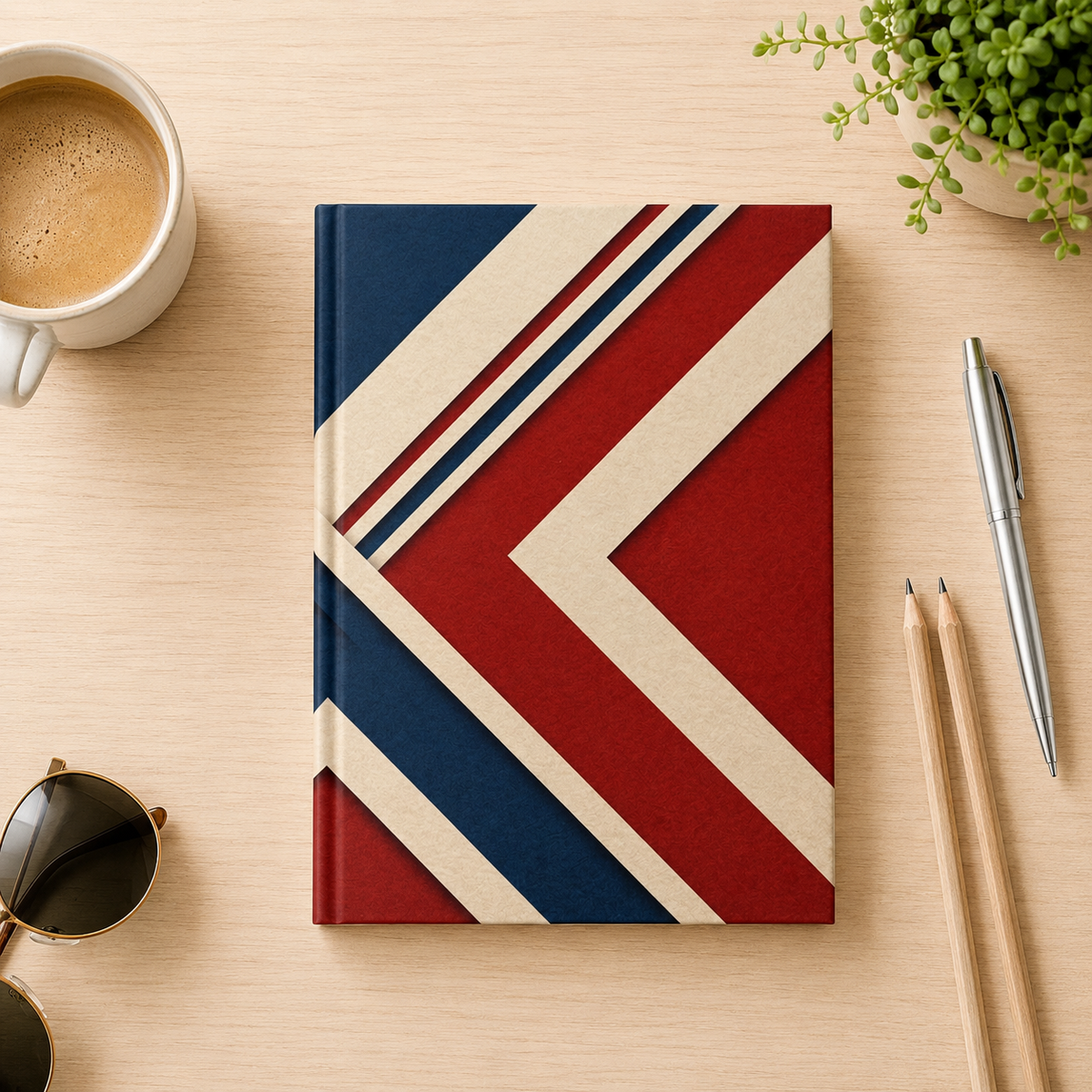 Retro Americana Triangle Hardcover Journal – Red, White & Blue
