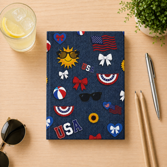 Summer Fun Americana Hardcover Journal | Red, White & Blue Notebook