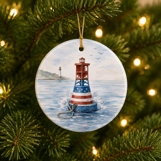 Nautical Buoy Ornament | Coastal Americana Christmas Decor
