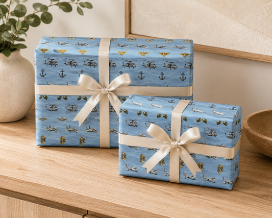 Naval Aviation & Maritime Watercolor Wrapping Paper | Military Gift Wrap