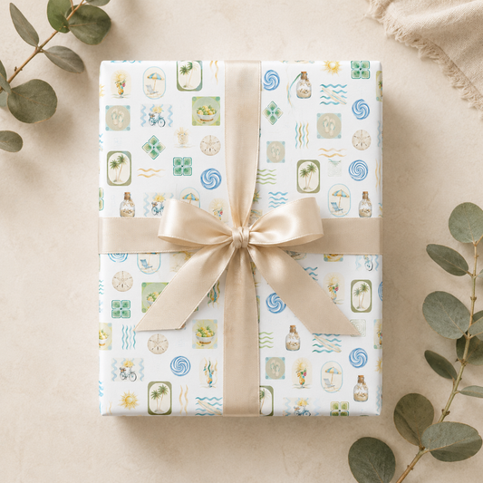 Coastal Beach Wrapping Paper | Summer & Seaside Gift Wrap