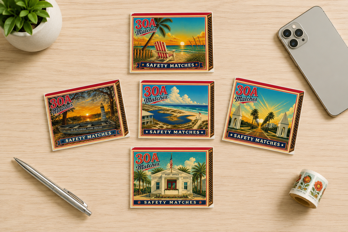 30A Vintage Matchbox Note Cards | 5-Card Set