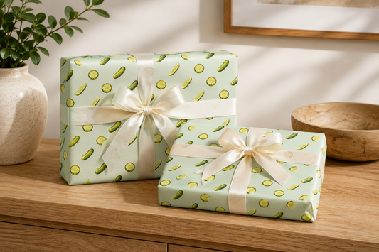 Large Pickle Wrapping Paper | Watercolor Dill Pickle Gift Wrap