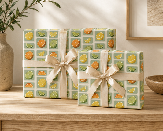 Vintage Citrus Wrapping Paper | Lemon, Lime & Orange Gift Wrap