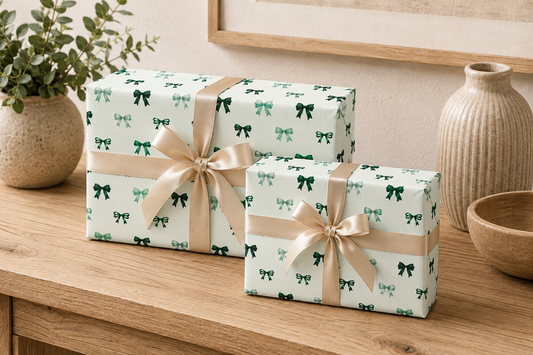 Green Bow Wrapping Paper | Forest & Sage Ribbon Gift Wrap