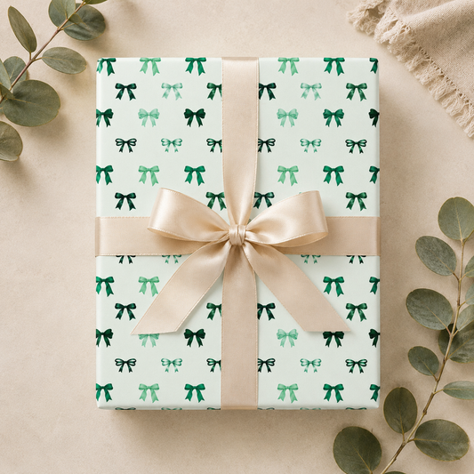 Green Bow Wrapping Paper | Forest & Sage Ribbon Gift Wrap