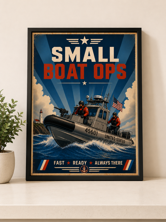Small Boat Operations Vintage Poster | Maritime Rescue Art Print