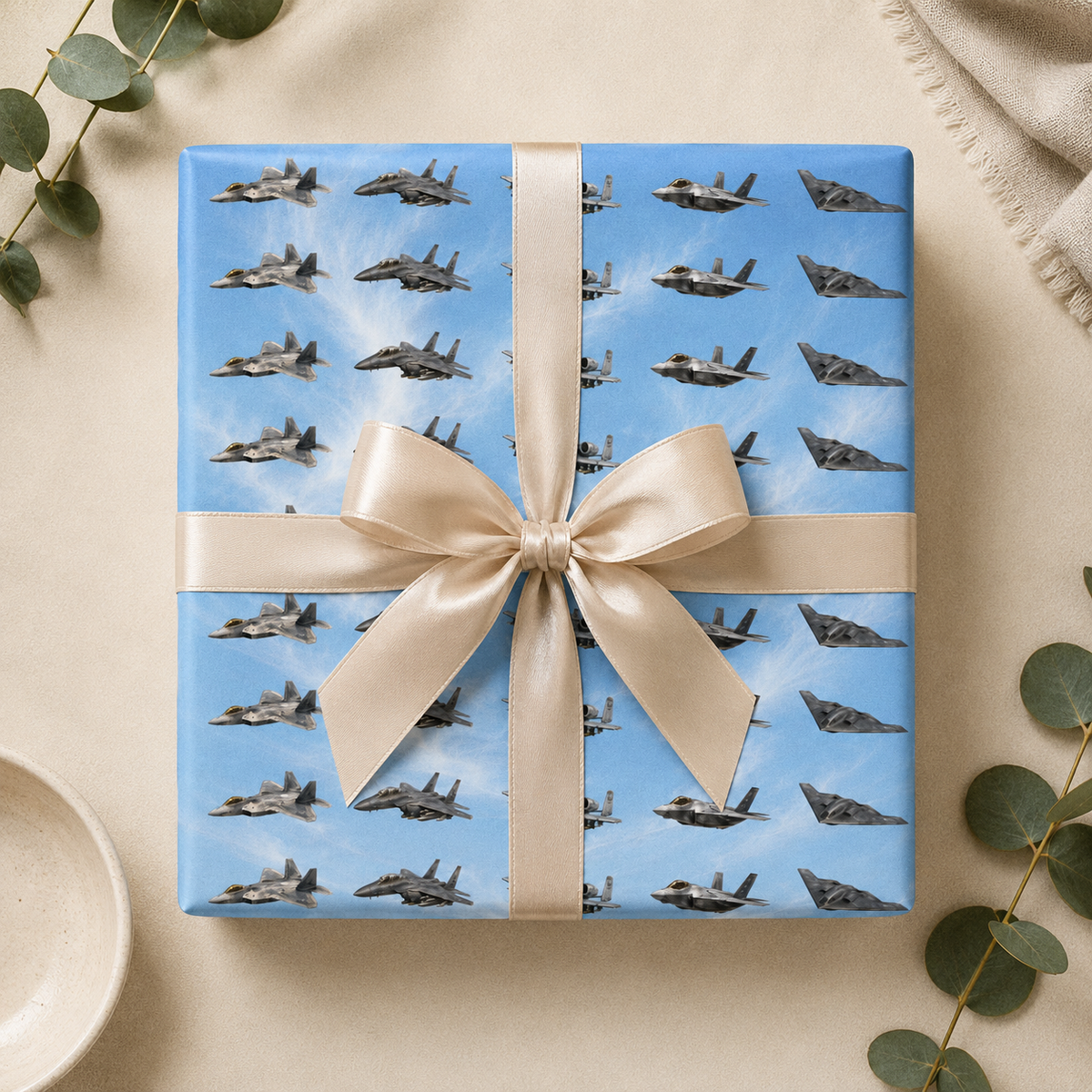 Military Jet Wrapping Paper | Fighter Aircraft & Bomber Aviation Gift Wrap