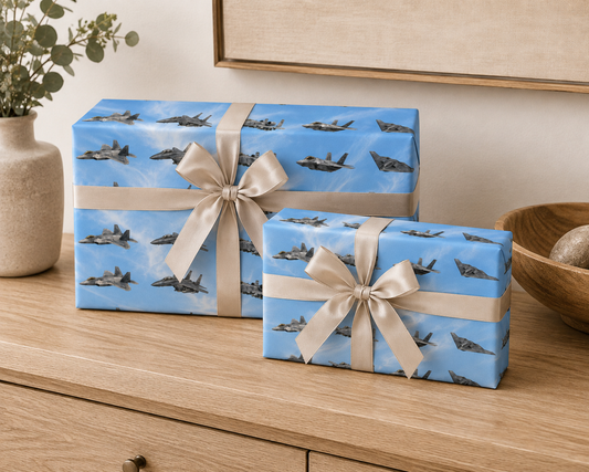 Military Jet Wrapping Paper | Fighter Aircraft & Bomber Aviation Gift Wrap