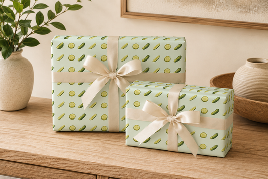 Small Pickle Print Wrapping Paper | Watercolor Dill Pickle Gift Wrap