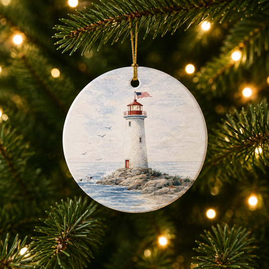 Coastal Lighthouse Ornament | Nautical Christmas Ornament | Beach Decor