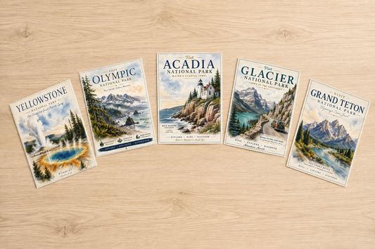 National Park Greeting Card Set of 5 | Watercolor Cards | Blank Note Cards