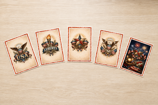 Vintage Americana Note Cards | Set of 5 | Patriotic Thank You Cards