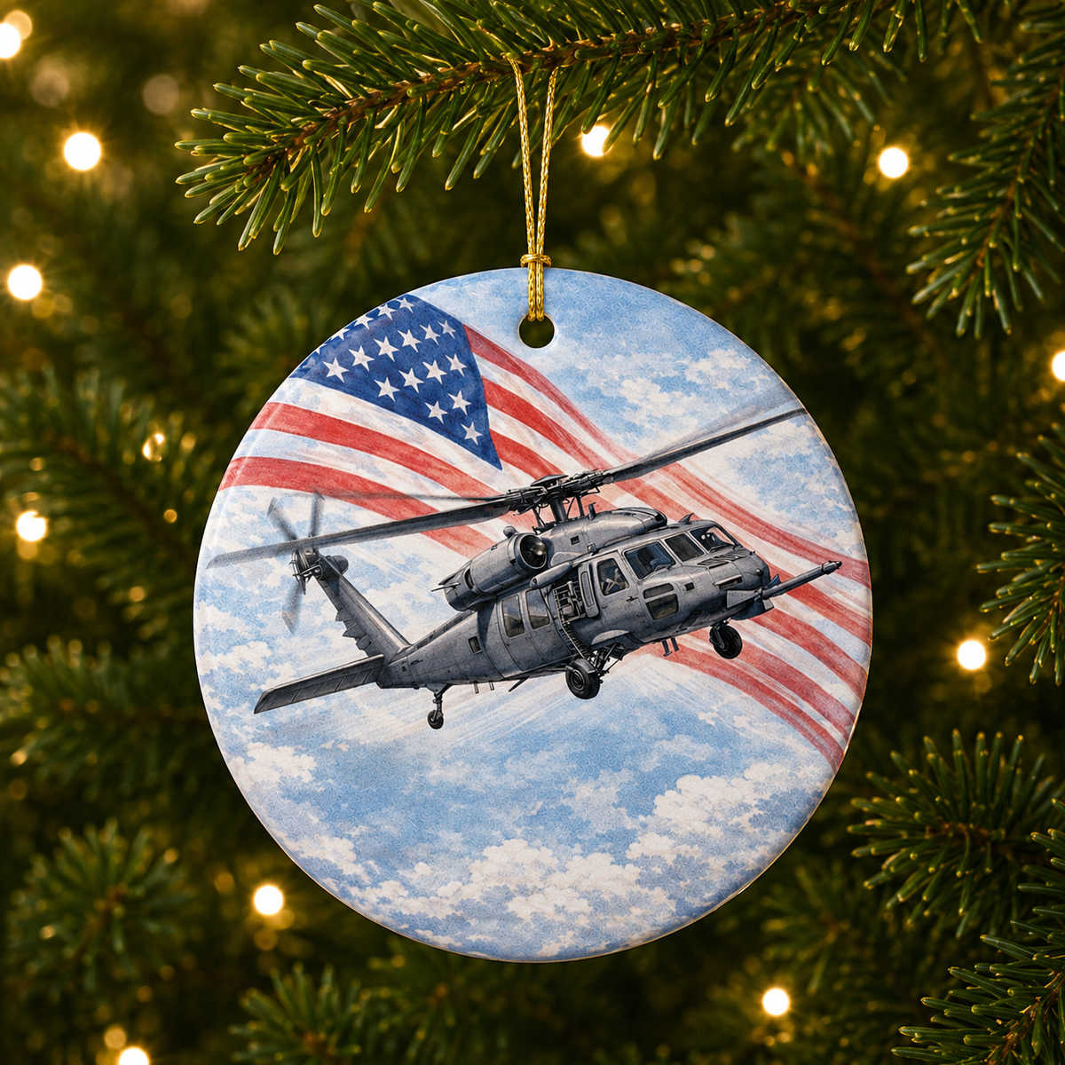 H-60 Rescue Helicopter Ornament | Military Aviation Christmas Gift
