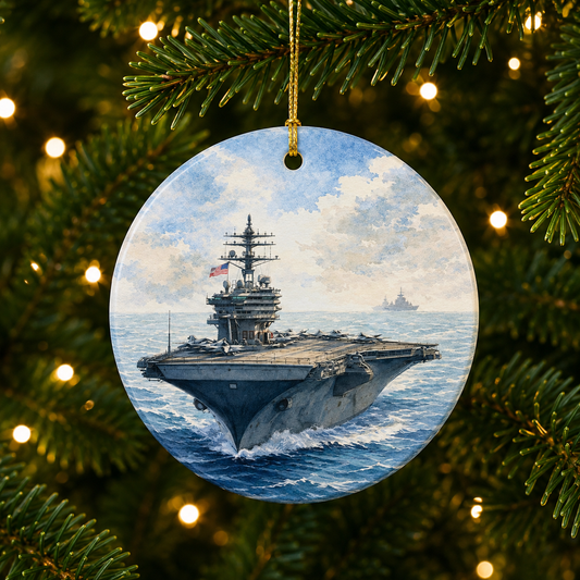 Aircraft Carrier Ornament | Naval Aviation Christmas Gift | Military Decor