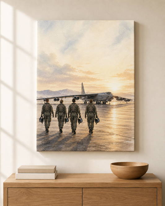 B-52 Bomber at Sunset | Fine Art Canvas Print | Military Aviation Art