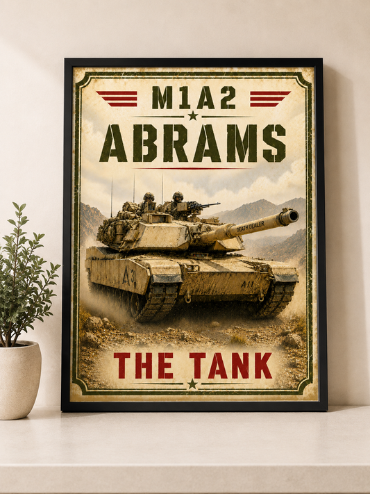 M1A2 Abrams Tank Vintage Poster | Military Armor Wall Art