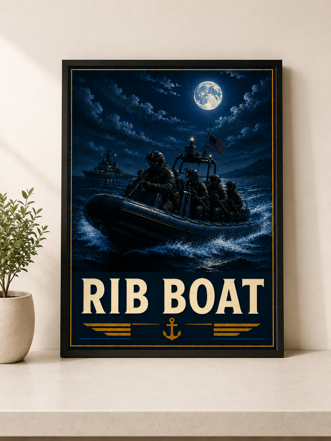 RIB Boat Vintage Poster | Maritime Special Operations Wall Art