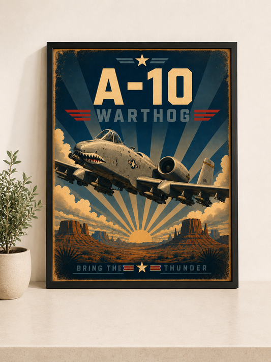 A-10 Warthog Vintage Aviation Poster | Bring the Thunder Military Wall Art