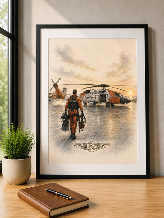 Rescue Swimmer Fine Art Print | Military Aviation Wall Art